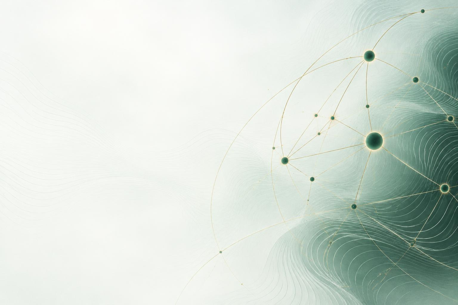 Abstract network of connected points suggesting discreet verification and linked sources